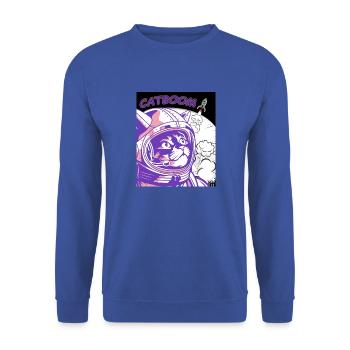 CATBOOM Comic Book Space Katzenexplosion - Unisex Pullover - Royalblau - Vorne - Alina (178cm) & Michal (187cm)