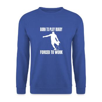 Rugbyspieler Rugby Rugbytrainer Geschenk Rugbyteam - Unisex Pullover - Royalblau - Vorne - Alina (178cm) & Michal (187cm)