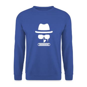 Bluesman blanc pour harmoniciste - Sweat-shirt Unisexe - bleu royal - Devant - Alina (178cm) & Michal (187cm)