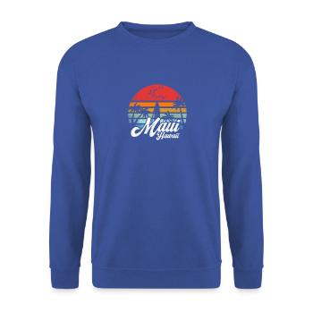 Maui Hawaii Retro Vintage Hawaiian Beach Surfing - Unisex Sweatshirt - royal blue - Front - Alina (178cm) & Michal (187cm)