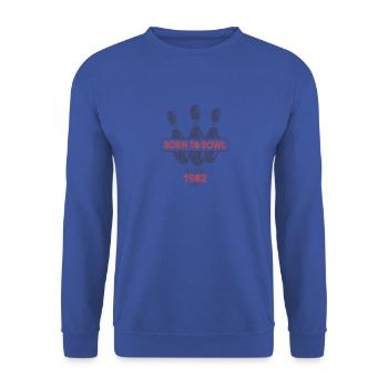 Né pour Bowling Anniversaire 1982 Chemise de bowling - Sweat-shirt Unisexe - bleu royal - Devant - Alina (178cm) & Michal (187cm)