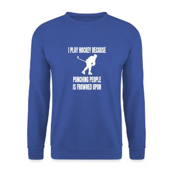 Eishockey Geschenk Wintersport Eishockeyteam - Unisex Pullover - Royalblau - Vorne - Alina (178cm) & Michal (187cm)