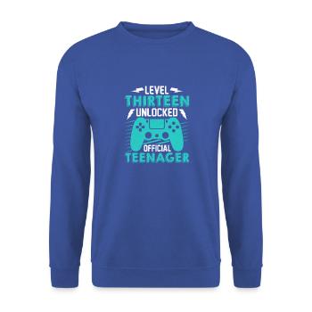 4 Level thirteen unlocked official teenager - Unisex Pullover - Royalblau - Vorne - Alina (178cm) & Michal (187cm)