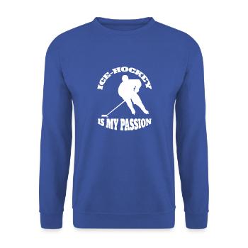 Eishockey Geschenk Wintersport Eishockeyteam - Unisex Pullover - Royalblau - Vorne - Alina (178cm) & Michal (187cm)