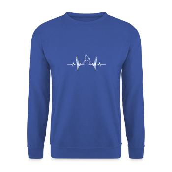 Hockey Geschenk Hockeyspieler Unihockey Feldhockey - Unisex Pullover - Royalblau - Vorne - Alina (178cm) & Michal (187cm)