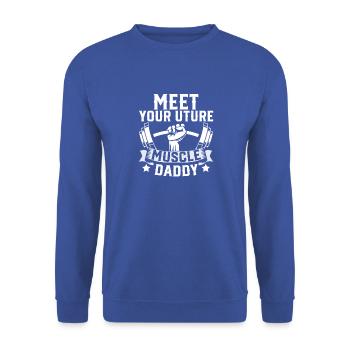 Its all about the Gains - Unisex Pullover - Royalblau - Vorne - Alina (178cm) & Michal (187cm)