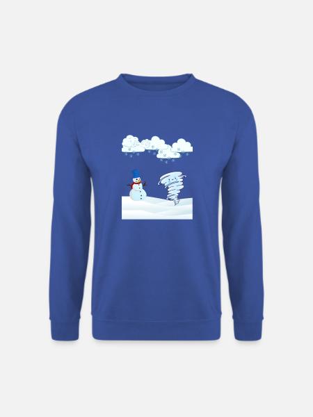 niedlicher Winterschneemann und Wind - Unisex Pullover - Royalblau