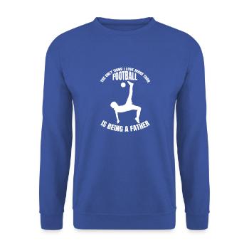 Fußball Vater Fußballspieler Fußballtrainer Dad - Unisex Pullover - Royalblau - Vorne - Alina (178cm) & Michal (187cm)