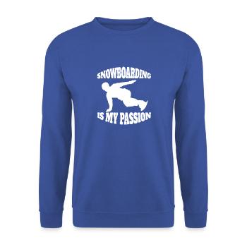 Snowboard Sports d’hiver Snowboarder Dicton - Sweat-shirt Unisexe - bleu royal - Devant - Alina (178cm) & Michal (187cm)