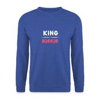 Lustiger Horrorfilm Fan Halloween King Of Horror - Unisex Pullover - Royalblau - Vorne - Alina (178cm) & Michal (187cm)