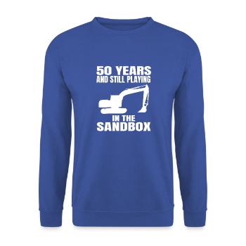 Conducteur d’excavatrice 50e anniversaire Ouvriers de la construction Pelles - Sweat-shirt Unisexe - bleu royal - Devant - Alina (178cm) & Michal (187cm)