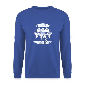Eishockeyspieler Dad Eishockey Vater Eishockeyteam - Unisex Pullover - Royalblau - Vorne - Alina (178cm) & Michal (187cm)