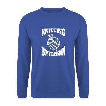 Stricken Schneider Häkeln Strickerin Schneiderin - Unisex Pullover - Royalblau - Vorne - Alina (178cm) & Michal (187cm)