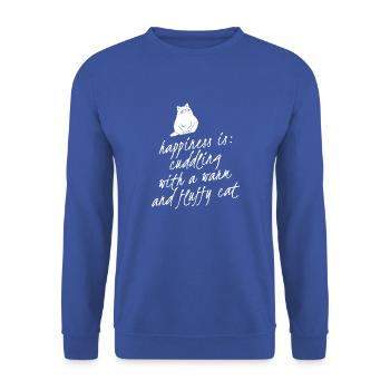 Being happy means cuddling with a cat - Unisex Sweatshirt - royal blue - Front - Alina (178cm) & Michal (187cm)