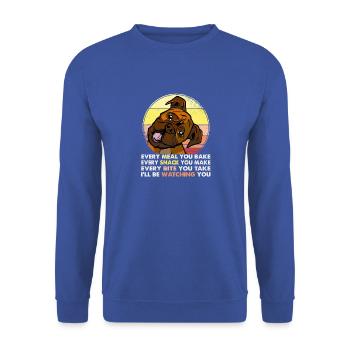 Lustiger Hund - Ich werde dir beim Hund zusehen - Unisex Pullover - Royalblau - Vorne - Alina (178cm) & Michal (187cm)