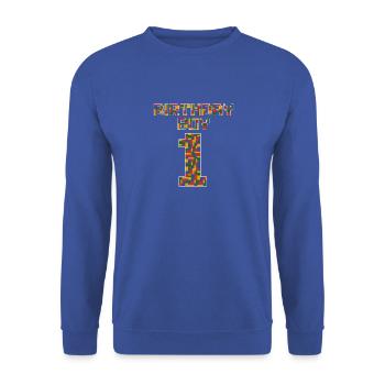 Mignon 1er cadeau d’anniversaire 1 an bâtiment en bloc - Sweat-shirt Unisexe - bleu royal - Devant - Alina (178cm) & Michal (187cm)