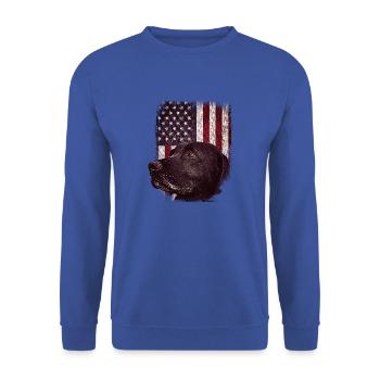 Patriotic USA Flag Black Labrador vêtements pour Lab - Sweat-shirt Unisexe - bleu royal - Devant - Alina (178cm) & Michal (187cm)