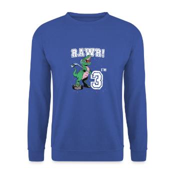 Rawr I'm 3 3rd Birthday Party T Rex Dinosaur - Unisex Sweatshirt - royal blue - Front - Alina (178cm) & Michal (187cm)