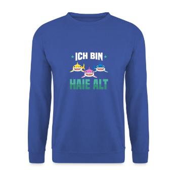 Kinder Geburtstag Raubfisch 3. Geburtstag Hai - Unisex Pullover - Royalblau - Vorne - Alina (178cm) & Michal (187cm)