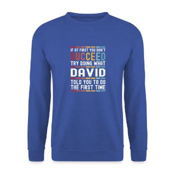 David Name Personalisierter lustiger Geburtstag Weihnachten - Unisex Pullover - Royalblau - Vorne - Alina (178cm) & Michal (187cm)