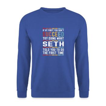 Seth Name Personalized Funny Birthday Christmas - Unisex Sweatshirt - royal blue - Front - Alina (178cm) & Michal (187cm)