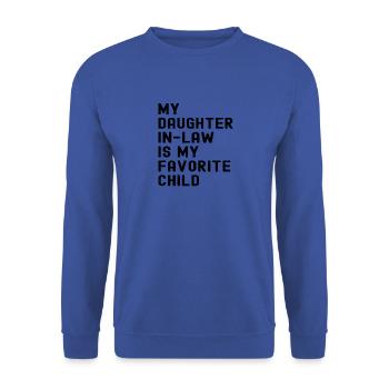 Meine Schwiegertochter ist die meines Lieblingskindervaters - Unisex Pullover - Royalblau - Vorne - Alina (178cm) & Michal (187cm)
