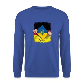 Ukrainian Tryzub Symbol on German flag - Ukraine - Unisex Sweatshirt - royal blue - Front - Alina (178cm) & Michal (187cm)