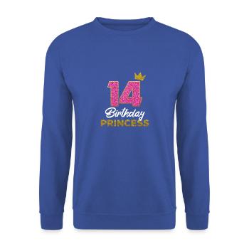 14 Birthday Princess Birthday Party Birthday - Unisex Sweatshirt - royal blue - Front - Alina (178cm) & Michal (187cm)