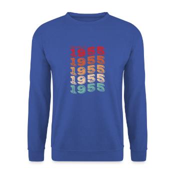 Vintage 1955 Gifts Legend for 68 Year Old - 68th - Unisex Sweatshirt - royal blue - Front - Alina (178cm) & Michal (187cm)