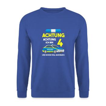 Polizist Einsatzleiter 3. Geburtstag Polizeiauto - Unisex Pullover - Royalblau - Vorne - Alina (178cm) & Michal (187cm)