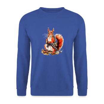 Eichhörnchen ist entschlossen und schwer bewaffnet - Unisex Pullover - Royalblau - Vorne - Alina (178cm) & Michal (187cm)