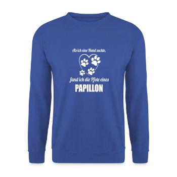 Hand & Pfote - Spruch - Papillon - Unisex Pullover - Royalblau - Vorne - Alina (178cm) & Michal (187cm)