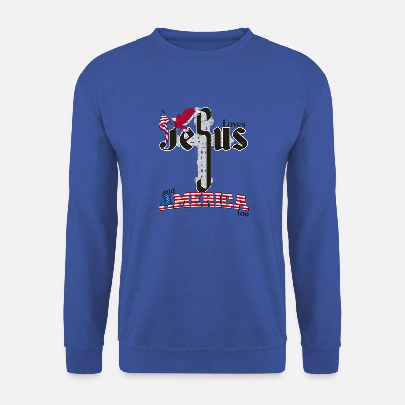 Retro liebt Jesus und Amerika auch, Adler, 4. - Unisex Pullover - Royalblau