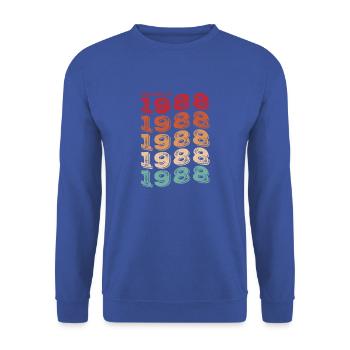 Jahrgang 1988 Geschenke Legende für 35 Jahre - 35 Jahre - Unisex Pullover - Royalblau - Vorne - Alina (178cm) & Michal (187cm)