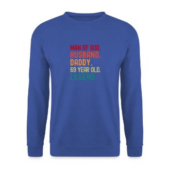 Mann Gottes Ehemann Papa Jahrgang 69. Geburtstag - Unisex Pullover - Royalblau - Vorne - Alina (178cm) & Michal (187cm)