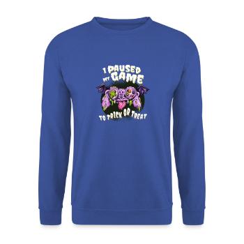 I Paused my Game to Trick or Treat, Zombie Game - Unisex Sweatshirt - royal blue - Front - Alina (178cm) & Michal (187cm)