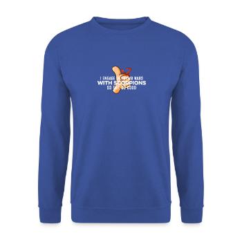 Je m’engage dans des guerres de pouce avec Scorpions Retro Gang - Sweat-shirt Unisexe - bleu royal - Devant - Alina (178cm) & Michal (187cm)