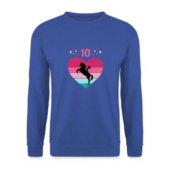 Reiterin Pferd Reitsport 10. Geburtstag Pony Reite - Unisex Pullover - Royalblau - Vorne - Alina (178cm) & Michal (187cm)