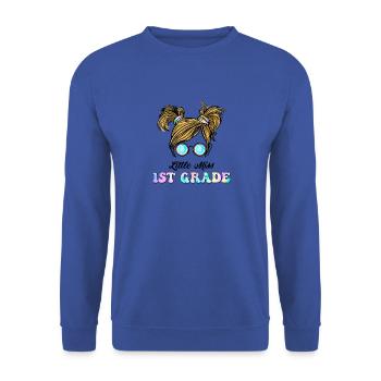 Little Miss 1st Grade Messy Bun Tie Dye Back To - Sweat-shirt Unisexe - bleu royal - Devant - Alina (178cm) & Michal (187cm)