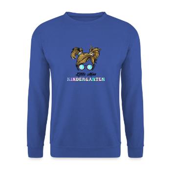 Little Miss Kindergarten Messy Bun Girl Retour à - Sweat-shirt Unisexe - bleu royal - Devant - Alina (178cm) & Michal (187cm)