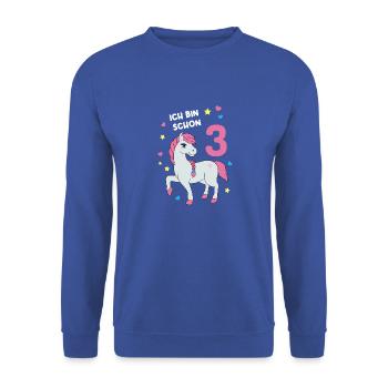 Reiterin Pferd Reitsport 3. Geburtstag Pony Reiten - Unisex Pullover - Royalblau - Vorne - Alina (178cm) & Michal (187cm)