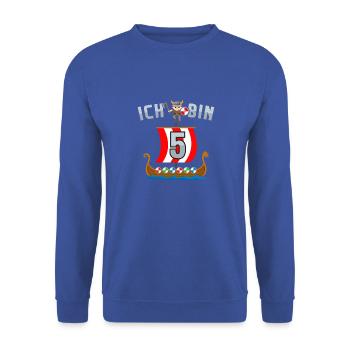 Nordmänner Barbaren 5. Geburtstag Wikinger - Unisex Pullover - Royalblau - Vorne - Alina (178cm) & Michal (187cm)