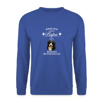 Endlich stolzer Papa - Berner Sennenhund - Unisex Pullover - Royalblau - Vorne - Alina (178cm) & Michal (187cm)