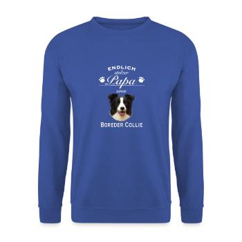 Endlich stolzer Papa - Border Collie - Unisex Pullover - Royalblau - Vorne - Alina (178cm) & Michal (187cm)