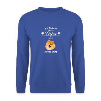 Endlich stolzer Papa - Zwergspitz - Unisex Pullover - Royalblau - Vorne - Alina (178cm) & Michal (187cm)