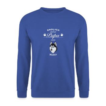 Endlich stolzer Papa - Husky - Unisex Pullover - Royalblau - Vorne - Alina (178cm) & Michal (187cm)