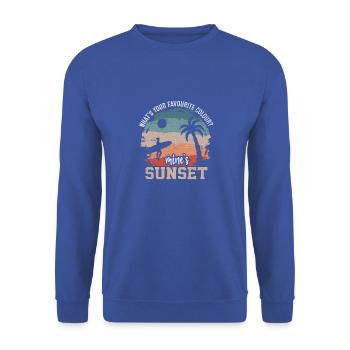 Surfer's Paradise Tropischer Palmenstrand-Traum - Unisex Pullover - Royalblau - Vorne - Alina (178cm) & Michal (187cm)