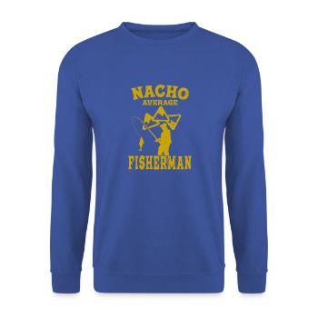 funny fishing fish fisherman nacho average - Unisex Sweatshirt - royal blue - Front - Alina (178cm) & Michal (187cm)