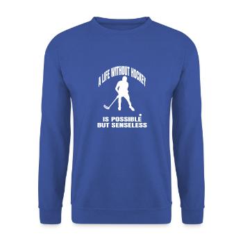 Hockey sur gazon Cadeau Joueur de hockey sur sol - Sweat-shirt Unisexe - bleu royal - Devant - Alina (178cm) & Michal (187cm)