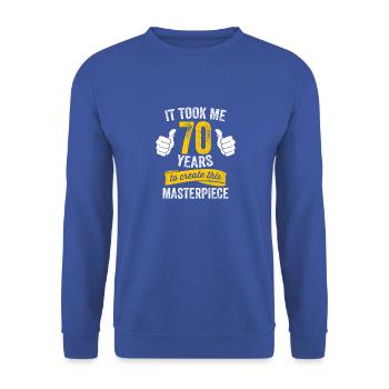 Funny 70 Years Old Joke 70th Birthday Gag Humor - Unisex Sweatshirt - royal blue - Front - Alina (178cm) & Michal (187cm)